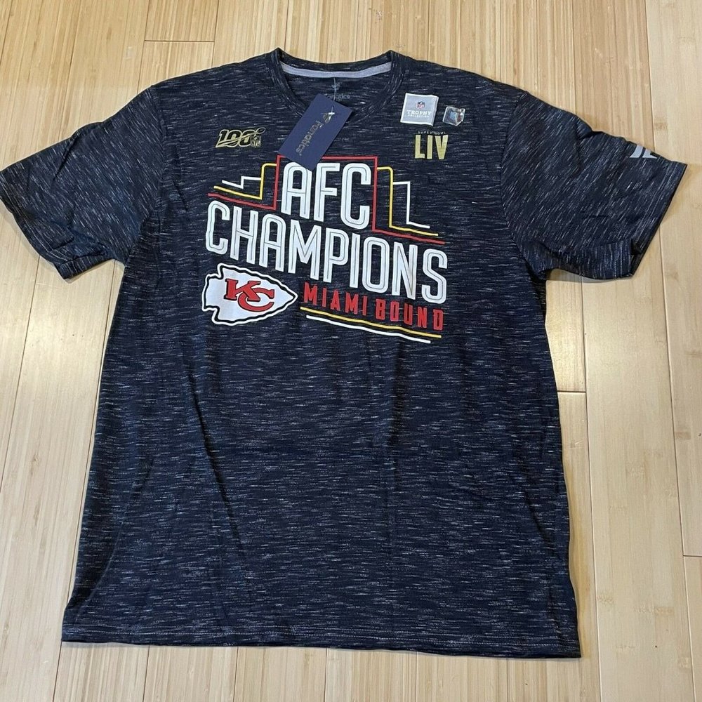 Fanatics KC Chiefs AFC Champions Miami-Bound Super Bowl LIV T-Shirt Large NWT